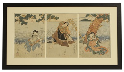 Lot 86 - A Japanese woodblock triptych print