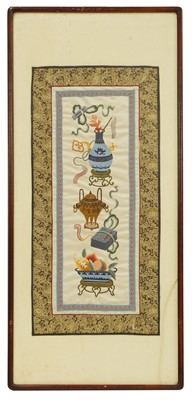 Lot 247 - A Chinese embroidered silk panel