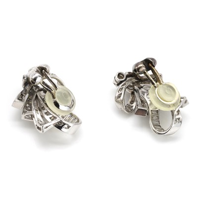 Lot 59 - A pair of diamond clip-on earrings, c.1950