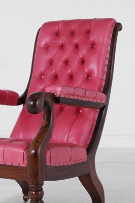 Lot 275 - A George IV rosewood library armchair