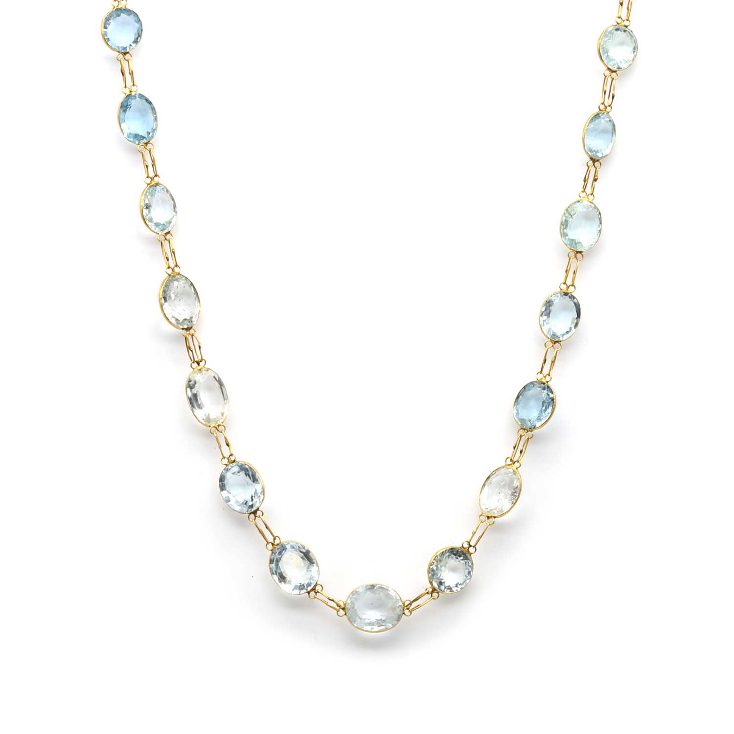 Lot 84 - An aquamarine long necklace