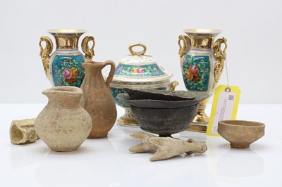 Lot 102 - Six earthenware bowls, pots and vessels