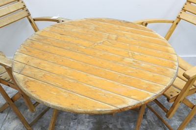 Lot 551 - A set of six beech wood folding garden chairs