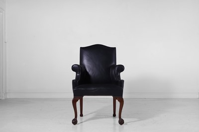 Lot 17 - A mahogany and leather armchair in the George II taste