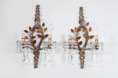 Lot 139 - A pair of gilt-metal and glass wall lights