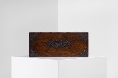 Lot 217 - A rosewood and agate-inset workbox