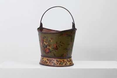 Lot 527 - A toleware kettle bucket