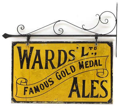 Lot 81 - A 'Ward's Ltd, Famous Gold Medal Ales' double-sided advertising sign