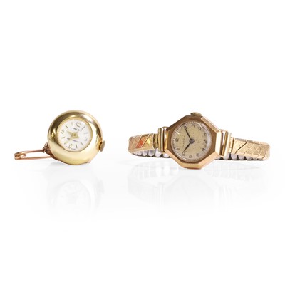 Lot 1322 - A 9ct gold Mappin mechanical bracelet watch and a gilt fob watch