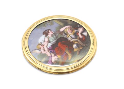 Lot 10 - An 18ct gold mounted and enamel box lid