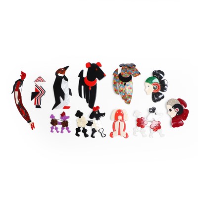 Lot 1246 - A collection of celluloid brooches, by Lea Stein