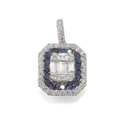 Lot 167 - A sapphire and diamond cluster pendant