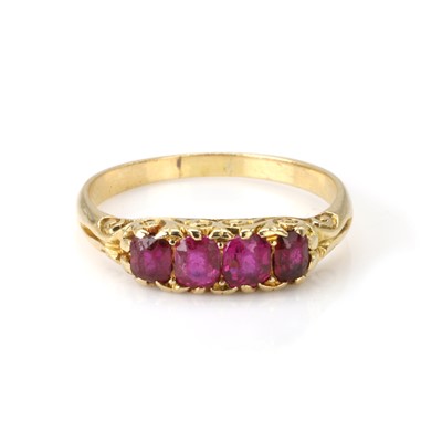 Lot 1008 - A Victorian gold ruby four stone ring