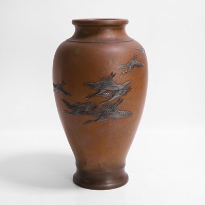 Lot 266 - A Japanese mixed-metal bronze vase