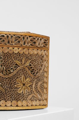 Lot 378 - A near pair of George III-style paper scroll tea caddies