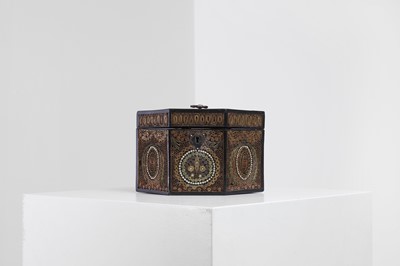 Lot 379 - A George III paper scroll tea caddy