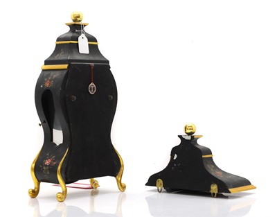 Lot 202 - An 18th century style black lacquer cased bracket timepiece