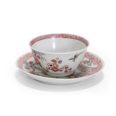 Lot 110 - A Chinese famille rose tea bowl and saucer