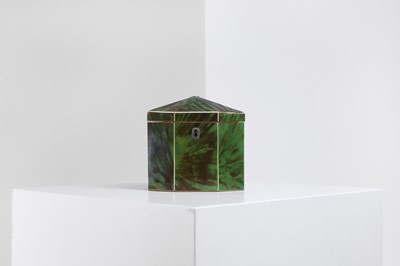 Lot 365 - A George III green-stained tortoiseshell and ivory tea caddy