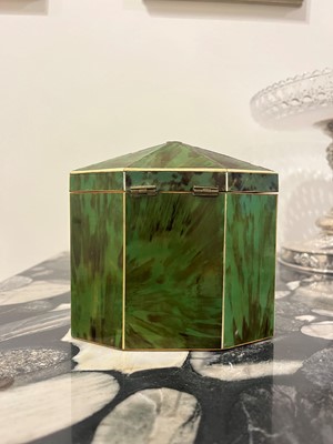 Lot 365 - A George III green-stained tortoiseshell and ivory tea caddy