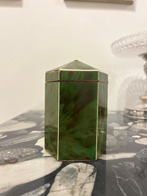 Lot 365 - A George III green-stained tortoiseshell and ivory tea caddy