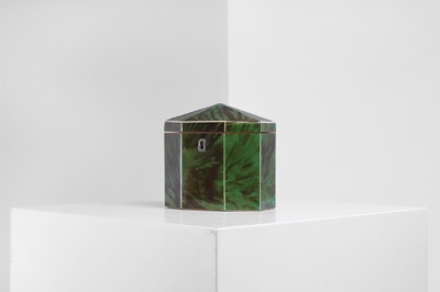 Lot 365 - A George III green-stained tortoiseshell and ivory tea caddy