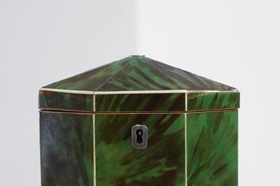 Lot 365 - A George III green-stained tortoiseshell and ivory tea caddy
