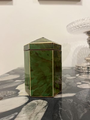 Lot 365 - A George III green-stained tortoiseshell and ivory tea caddy