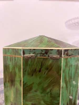 Lot 365 - A George III green-stained tortoiseshell and ivory tea caddy