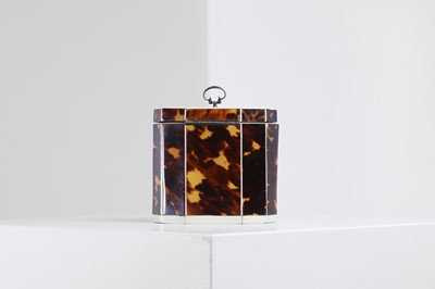 Lot 388 - A George III tortoiseshell, ivory and mother-of-pearl inlaid tea caddy