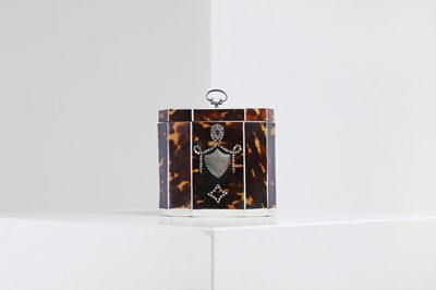 Lot 388 - A George III tortoiseshell, ivory and mother-of-pearl inlaid tea caddy