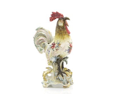 Lot 109 - A French Nove faience cockerel centrepiece