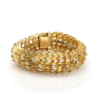 Lot 70 - An 18ct gold diamond bracelet, c.1960