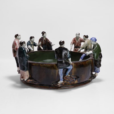 Lot 253 - A Japanese Sumida Gawa pottery bowl