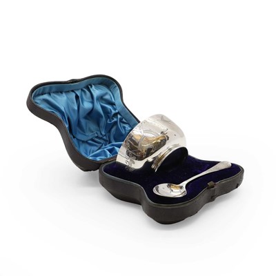 Lot 18 - A cased Victorian silver bowl and spoon
