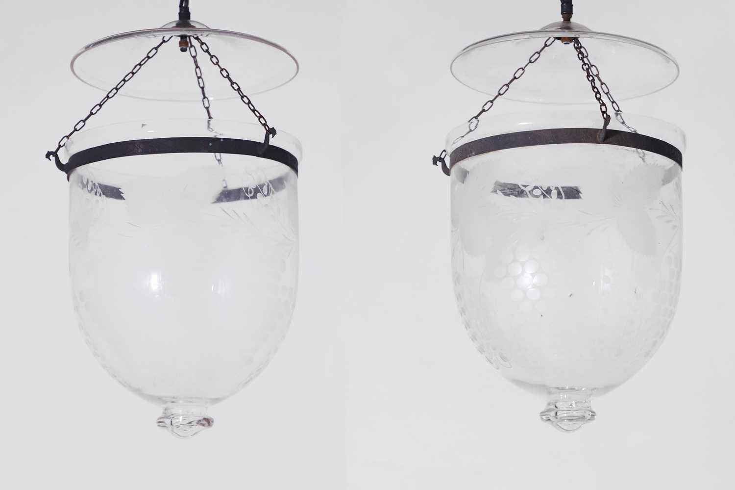 Lot 264 - A pair of Regency-style etched glass lanterns