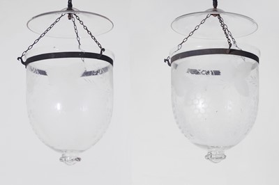 Lot 264 - A pair of Regency-style etched glass lanterns