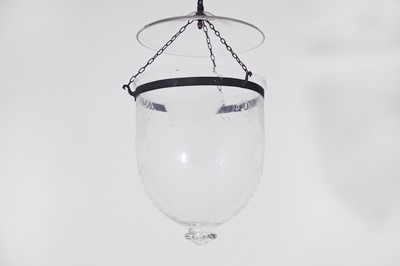 Lot 264 - A pair of Regency-style etched glass lanterns