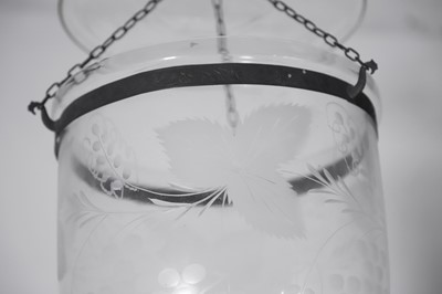 Lot 264 - A pair of Regency-style etched glass lanterns