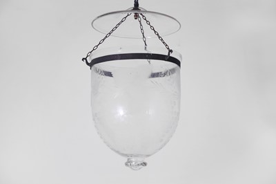 Lot 264 - A pair of Regency-style etched glass lanterns