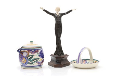 Lot 310 - An Art Nouveau bronze and ivory figurine