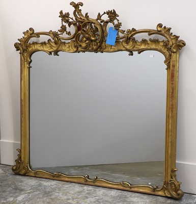 Lot 491 - A Victorian giltwood and gesso overmantel mirror