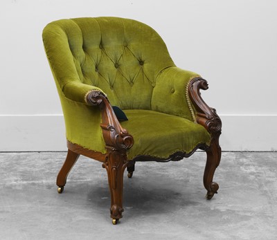 Lot 512 - A Victorian carved rosewood armchair