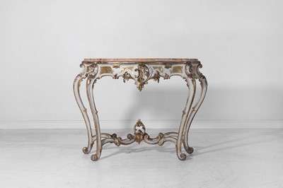 Lot 190 - A carved, painted and giltwood console table in the rococo taste