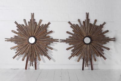 Lot 129 - A pair of giltwood starburst mirrors