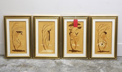 Lot 331 - A set of four Italian marquetry inlaid tarsia panels depicting the seasons