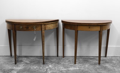 Lot 507 - A mahogany demi lune card table