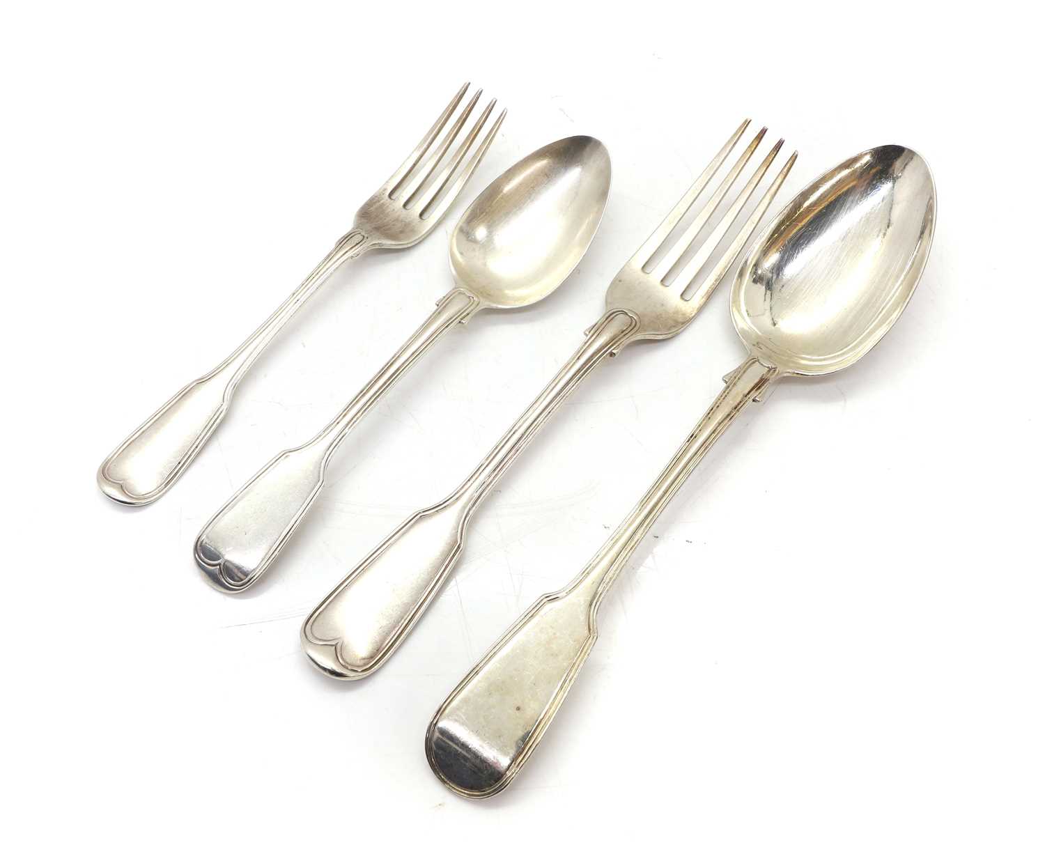 Lot 5 - A part silver fiddle and thread dinner service