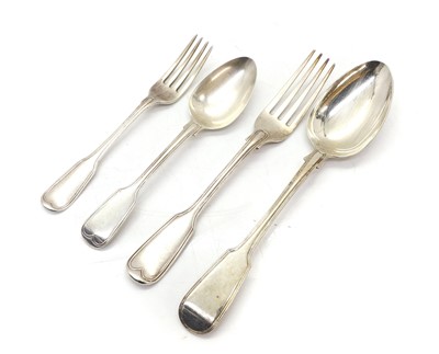 Lot 5 - A part silver fiddle and thread dinner service