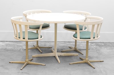 Lot 508 - A modern circular table with matching chairs